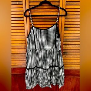 Spaghetti strap black and white gingham dress